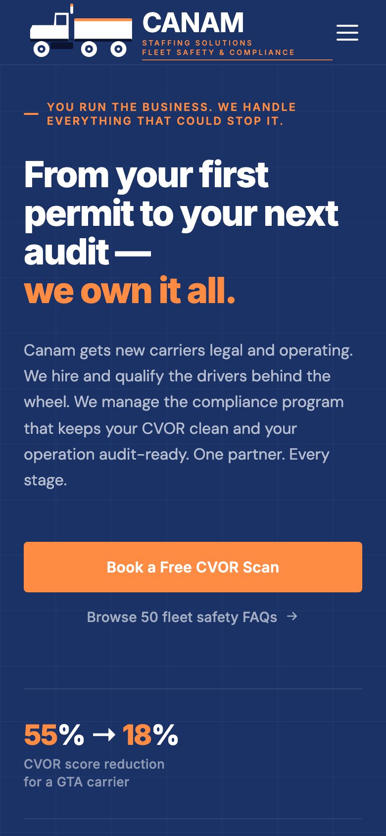 Canam Fleet Safety website — mobile view