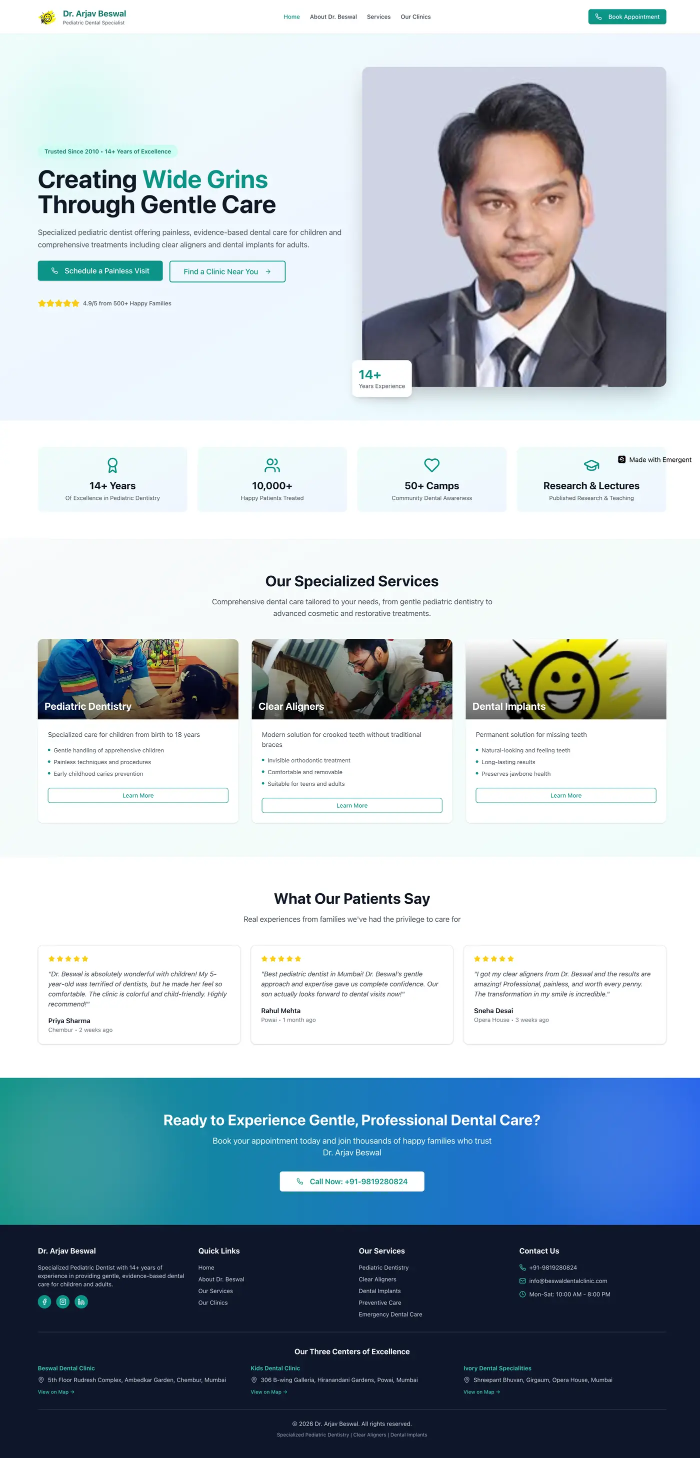 Dr. Arjav Beswal — Old Home page